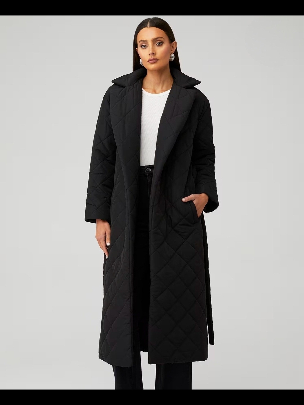 Ena Pelly MIA LONGLINE QUILTED Long Wrap Puffer Coat